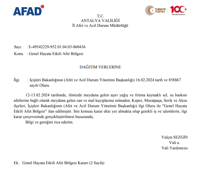 Valilik Üst Yazısı