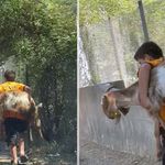 Alevlerin arasından ‘Sarıkız’ı sırtlarında taşıdılar