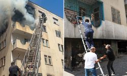 Yangından kaçan kedinin imdadına itfaiye yetişti