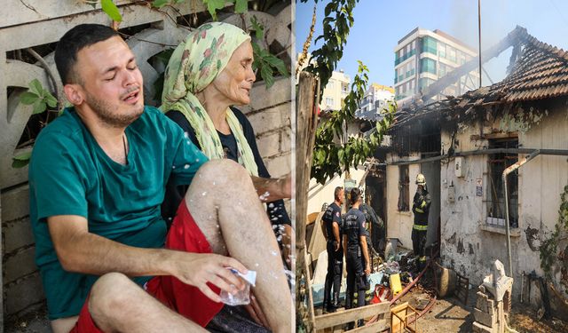 Evleri yanan anne-oğul gözyaşlarına boğuldu